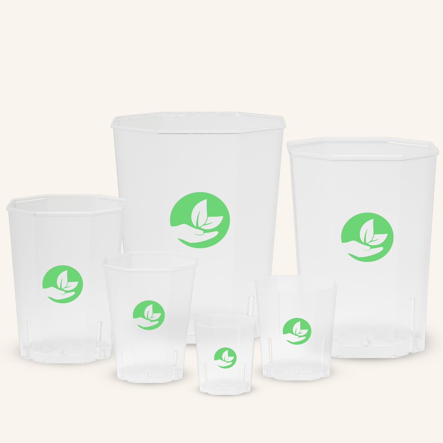 Neliönmuotoiset läpinäkyvät kasviruukut