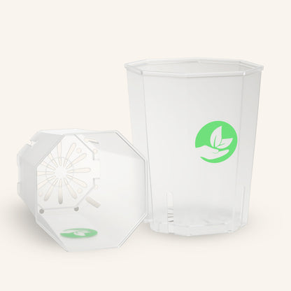 Neliönmuotoiset läpinäkyvät kasviruukut